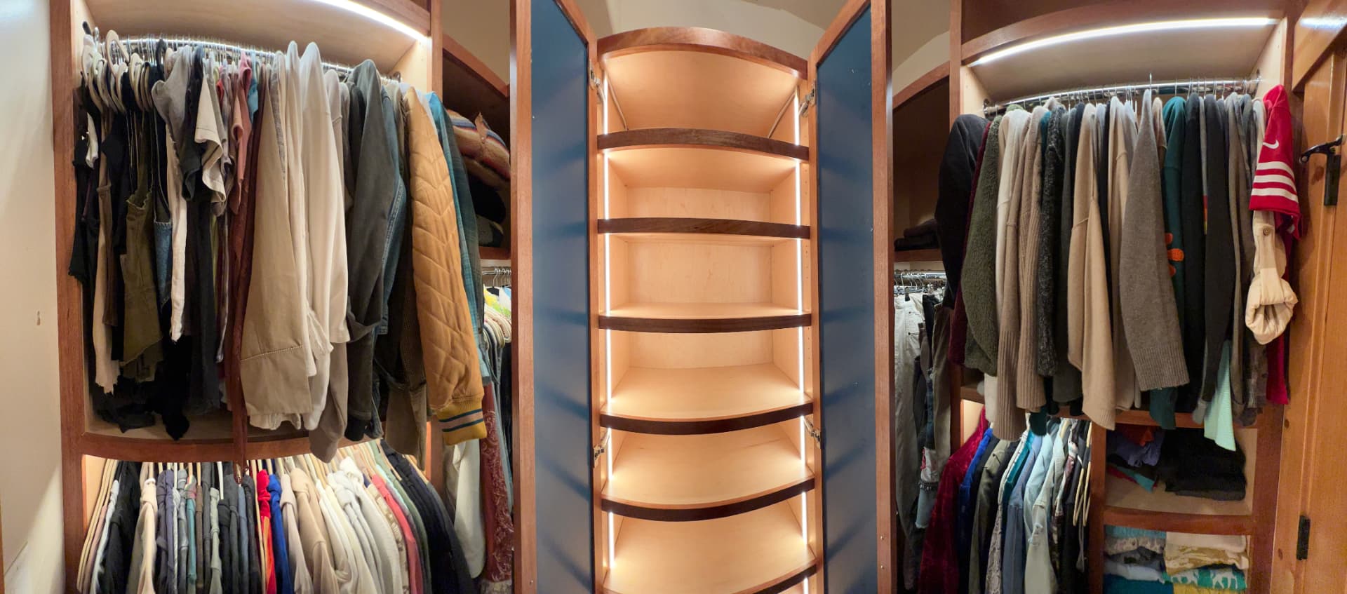 Integrated LED closet lighting installed in a Tahoe residence